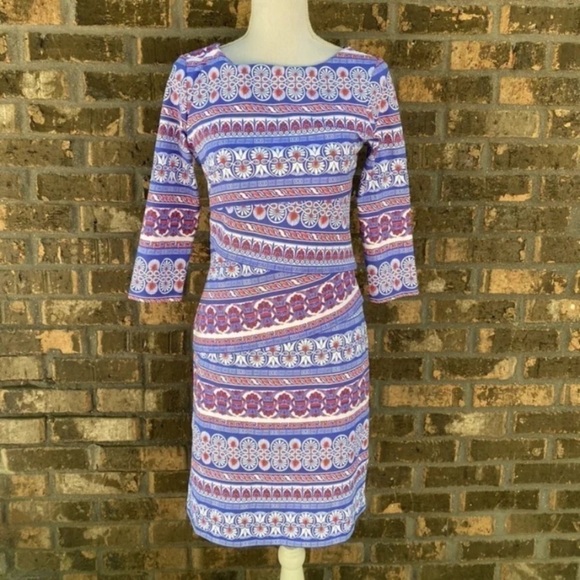 J. McLaughlin Nicola Catalina Cloth Tiered Dress Pool Party Red White Blue Small - Picture 1 of 4